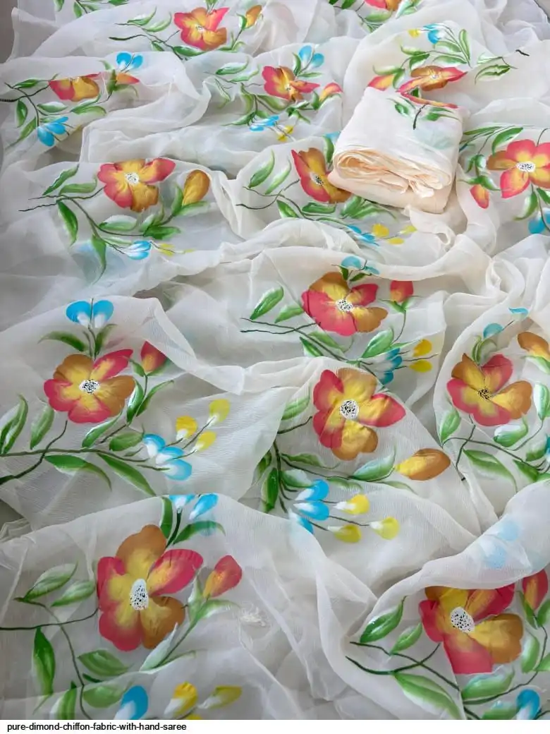PURE DIMOND CHIFFON FABRIC WITH HAND SAREE