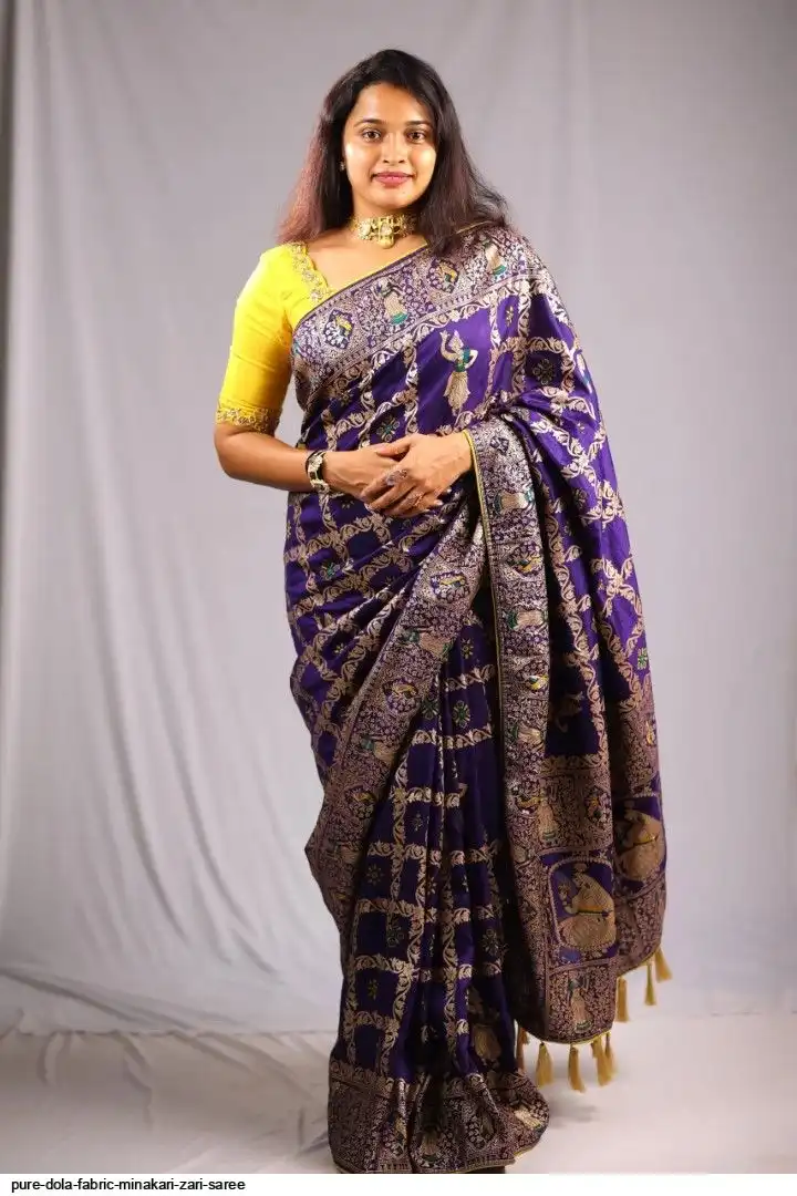 PURE DOLA FABRIC MINAKARI ZARI SAREE