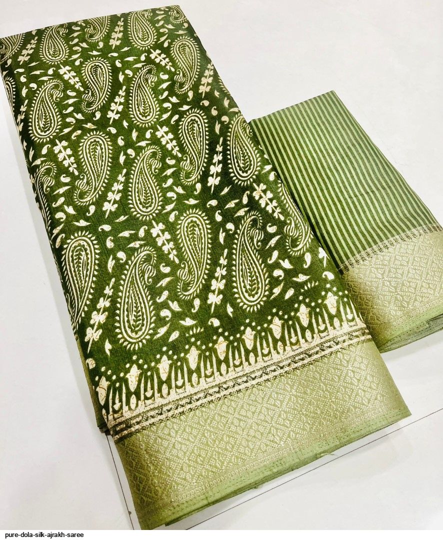 Pure Dola Silk Ajrakh Saree