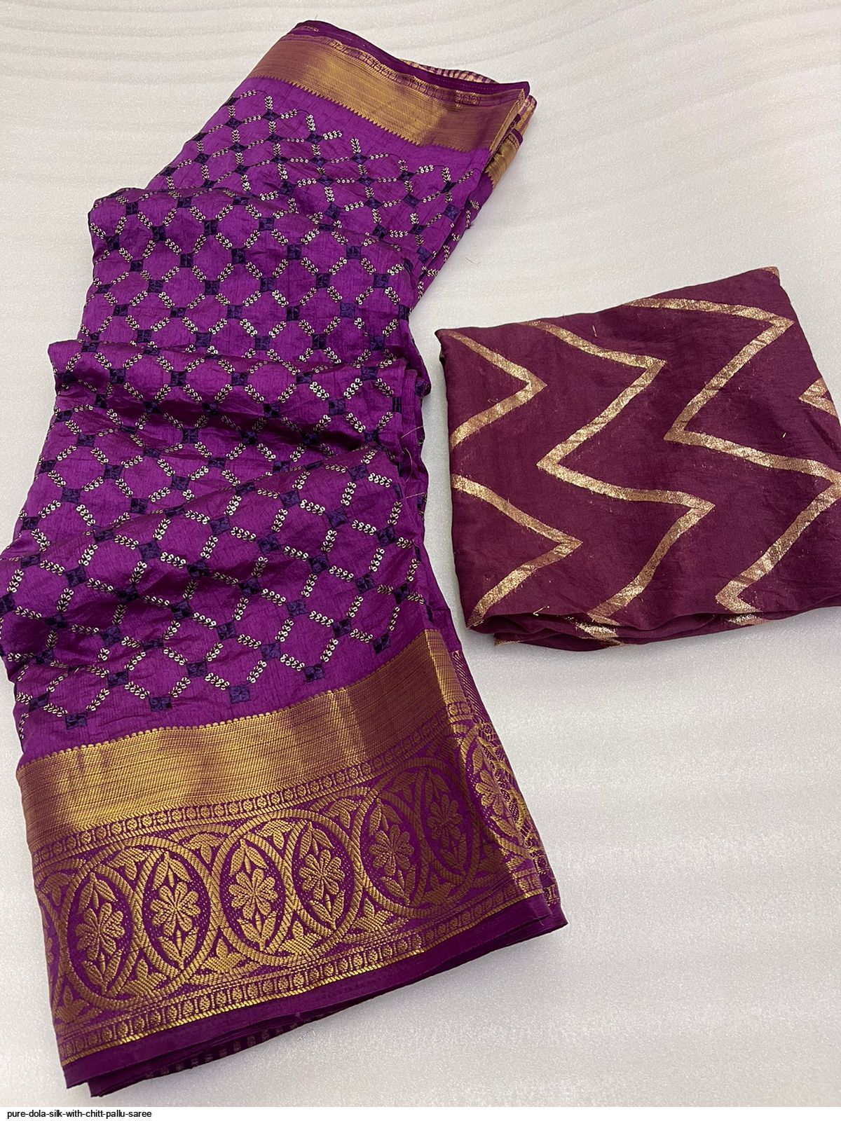 Pure Dola Silk with Chitt Pallu saree
