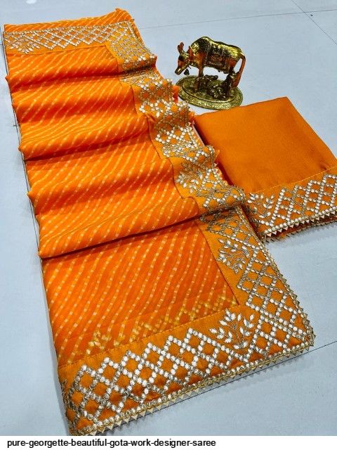 Sonpari Orgenza Royal Gota Patti Work Designer Saree