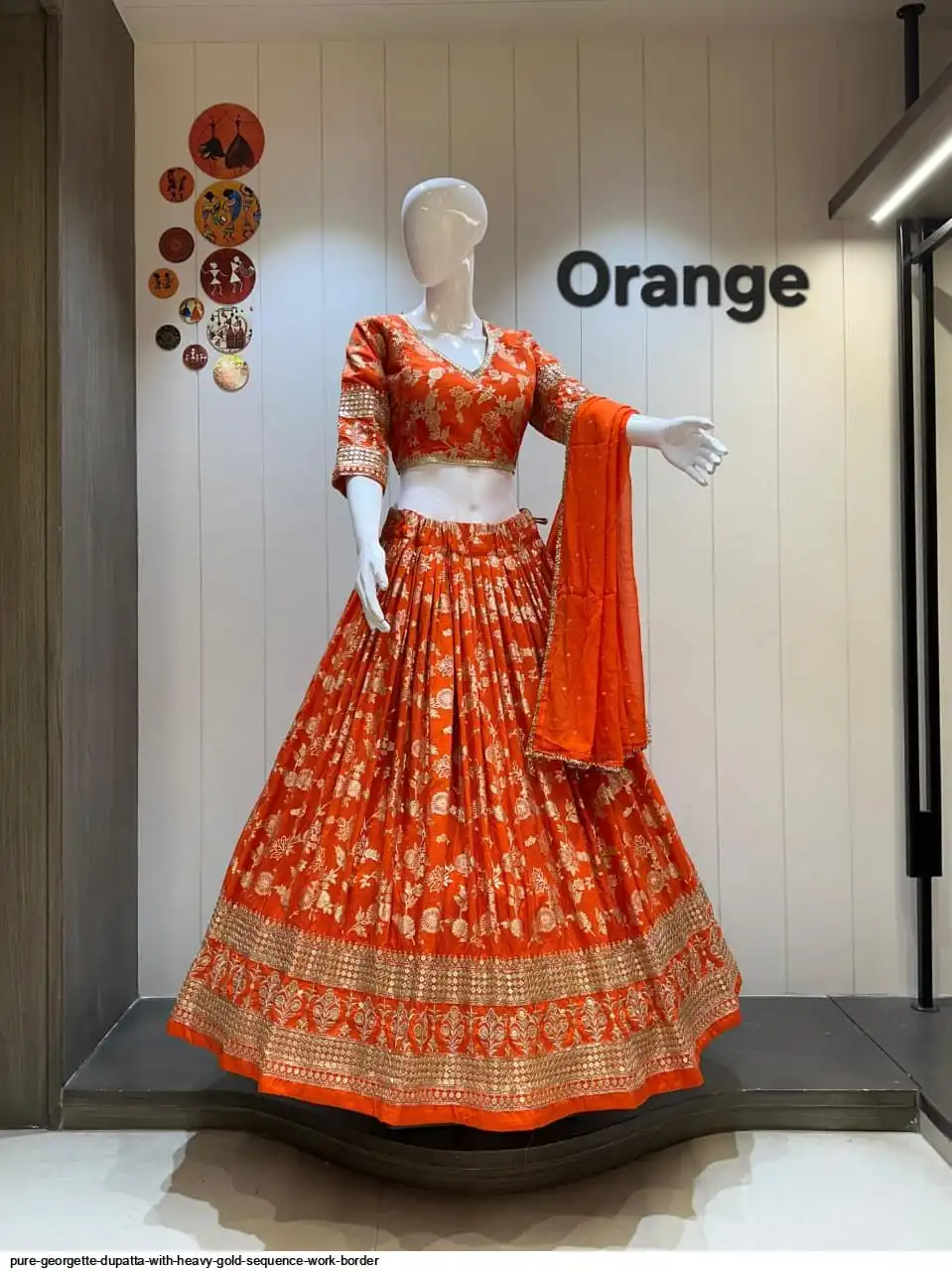 PURE GEORGETTE DUPATTA WITH HEAVY GOLD SEQUENCE WORK BORDER 2