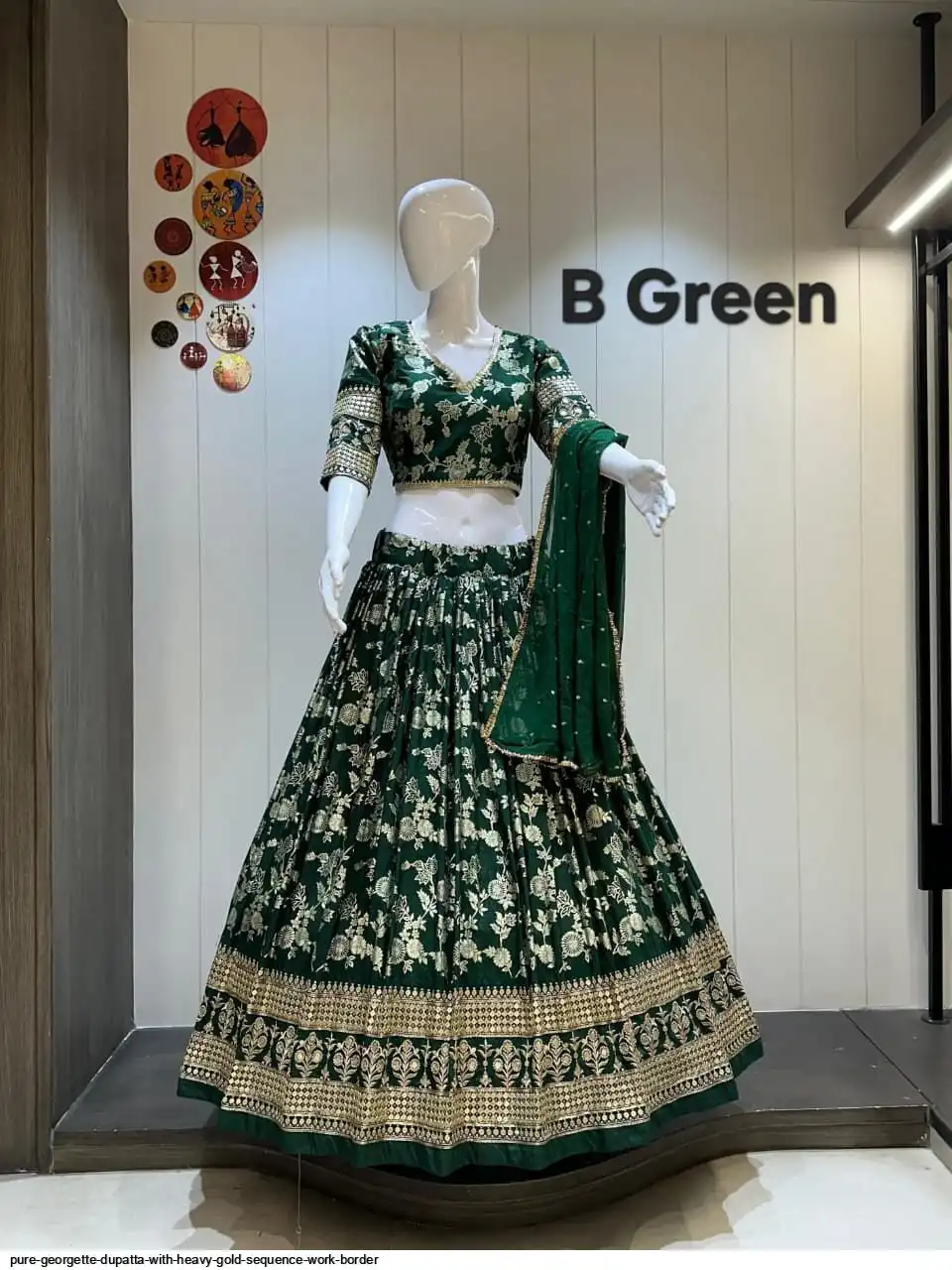 PURE GEORGETTE DUPATTA WITH HEAVY GOLD SEQUENCE WORK BORDER 4