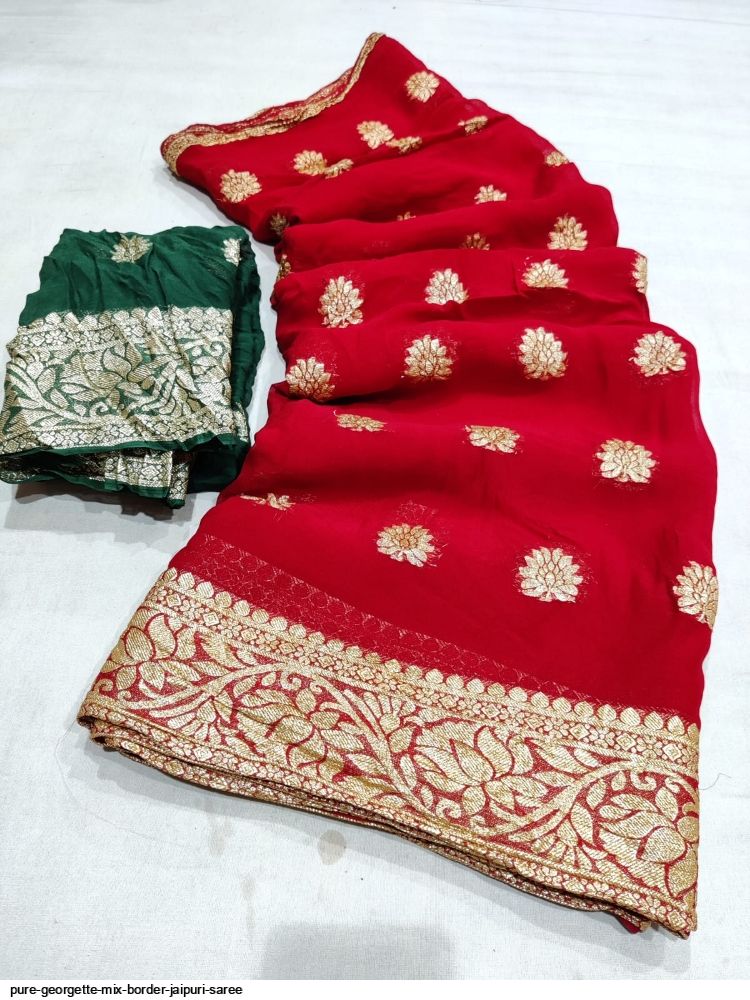 Pure georgette jaipuri saree. Whatsapp 8949475101 | Instagram