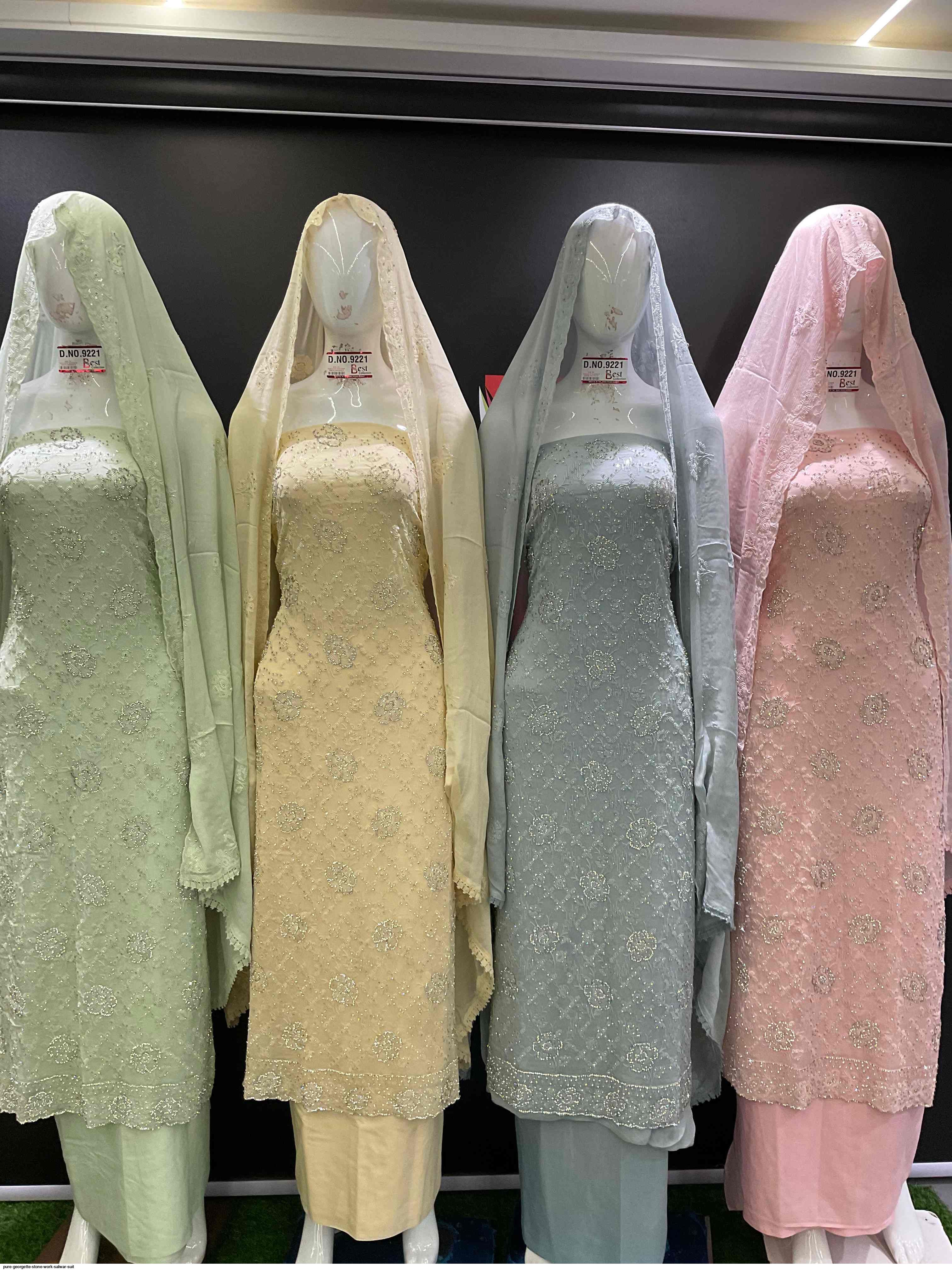 PURE GEORGETTE STONE WORK SALWAR SUIT 9221