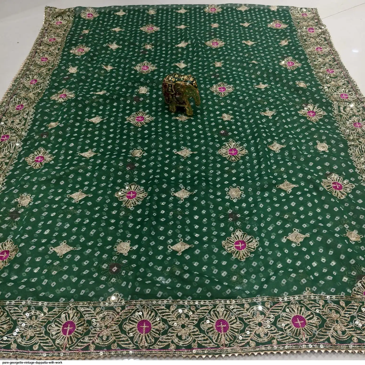 PURE GEORGETTE VINTAGE DUPPATTA WITH WORK B