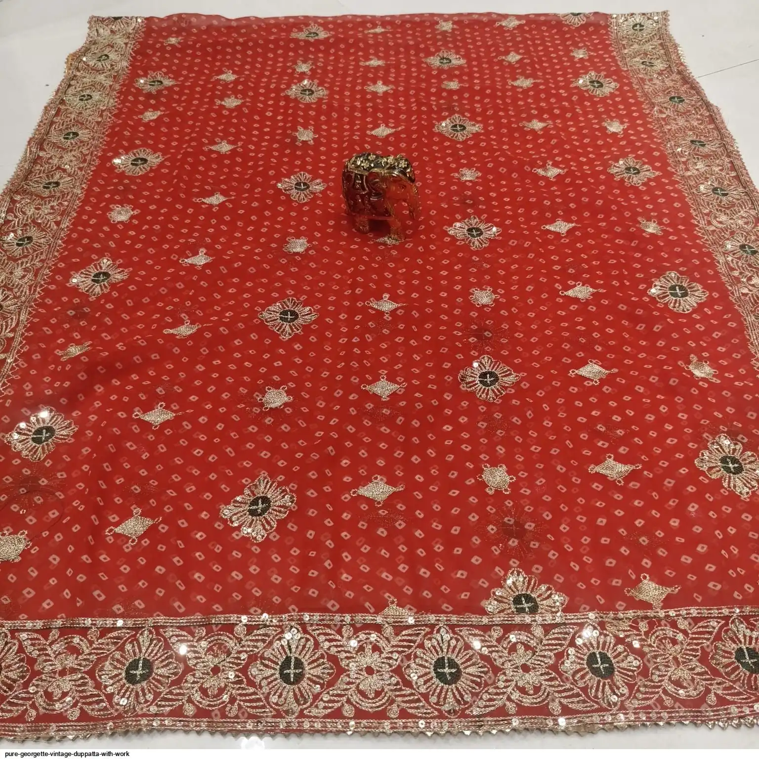 PURE GEORGETTE VINTAGE DUPPATTA WITH WORK D