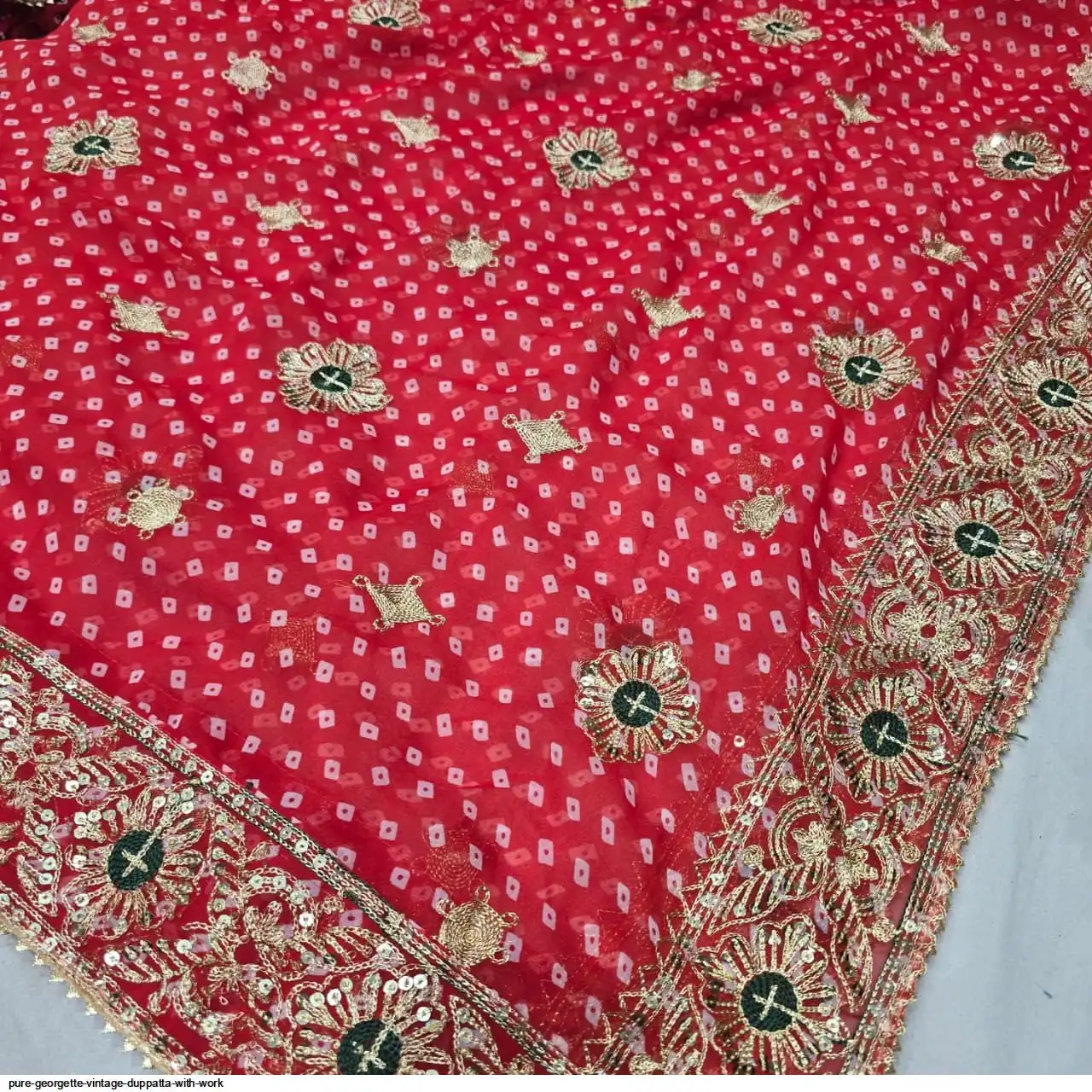 PURE GEORGETTE VINTAGE DUPPATTA WITH WORK G