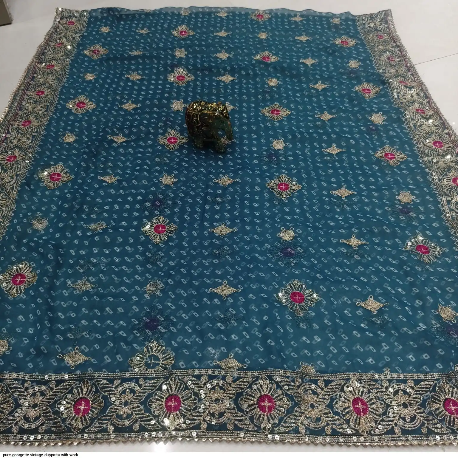 PURE GEORGETTE VINTAGE DUPPATTA WITH WORK F