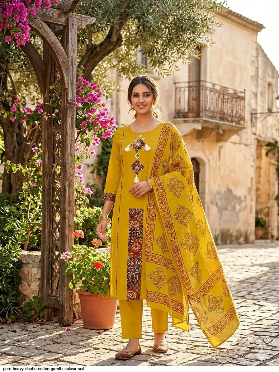 PURE HEAVY DHABU COTTON GAMTHI SALWAR SUIT 102