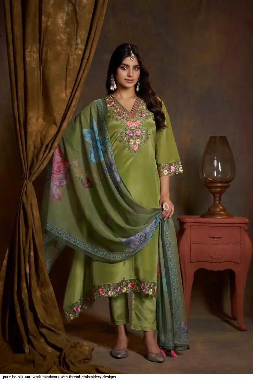 PURE HO SILK AARI WORK HANDWORK WITH THREAD EMBROIDERY DESIGNS 1