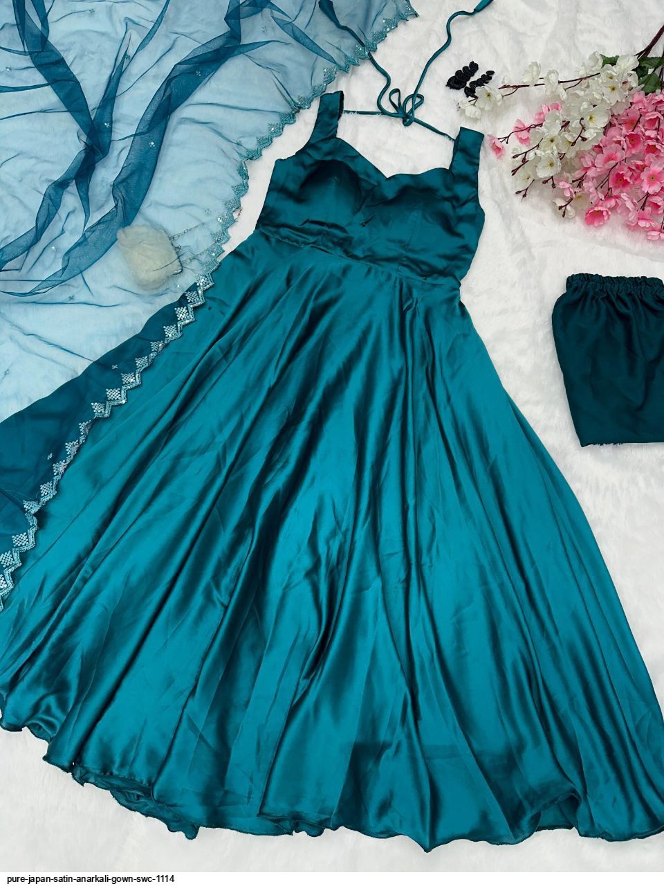 satin anarkali dress pure Japan Satin Anarkali GOWN SWC 1114
