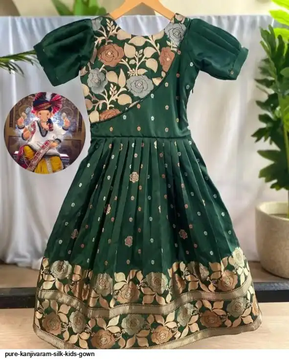 PURE KANJIVARAM SILK KIDS GOWN B