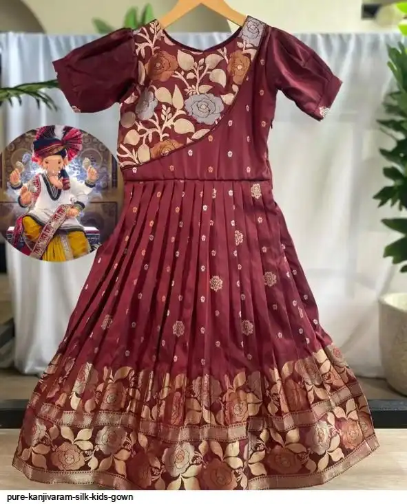 PURE KANJIVARAM SILK KIDS GOWN D
