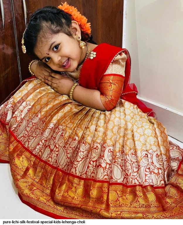 Amazon.com: BownBee Kids Half Sleeve South Indian Pavda Pattu Red Lehenga  Choli Traditional Pooja Special Baby Girls Ethnic Wear, Party Wear 6 Month  - 12 Months: Clothing, Shoes & Jewelry