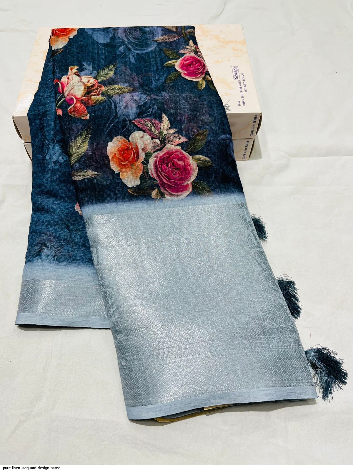 PURE LINEN JACQUARD DESIGN SAREE