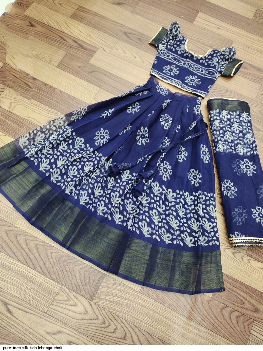 PURE LINEN SILK KIDS LEHENGA CHOLI