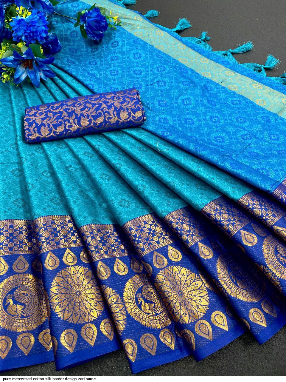 Pure Mercerised Cotton Silk Border Design Zari Saree