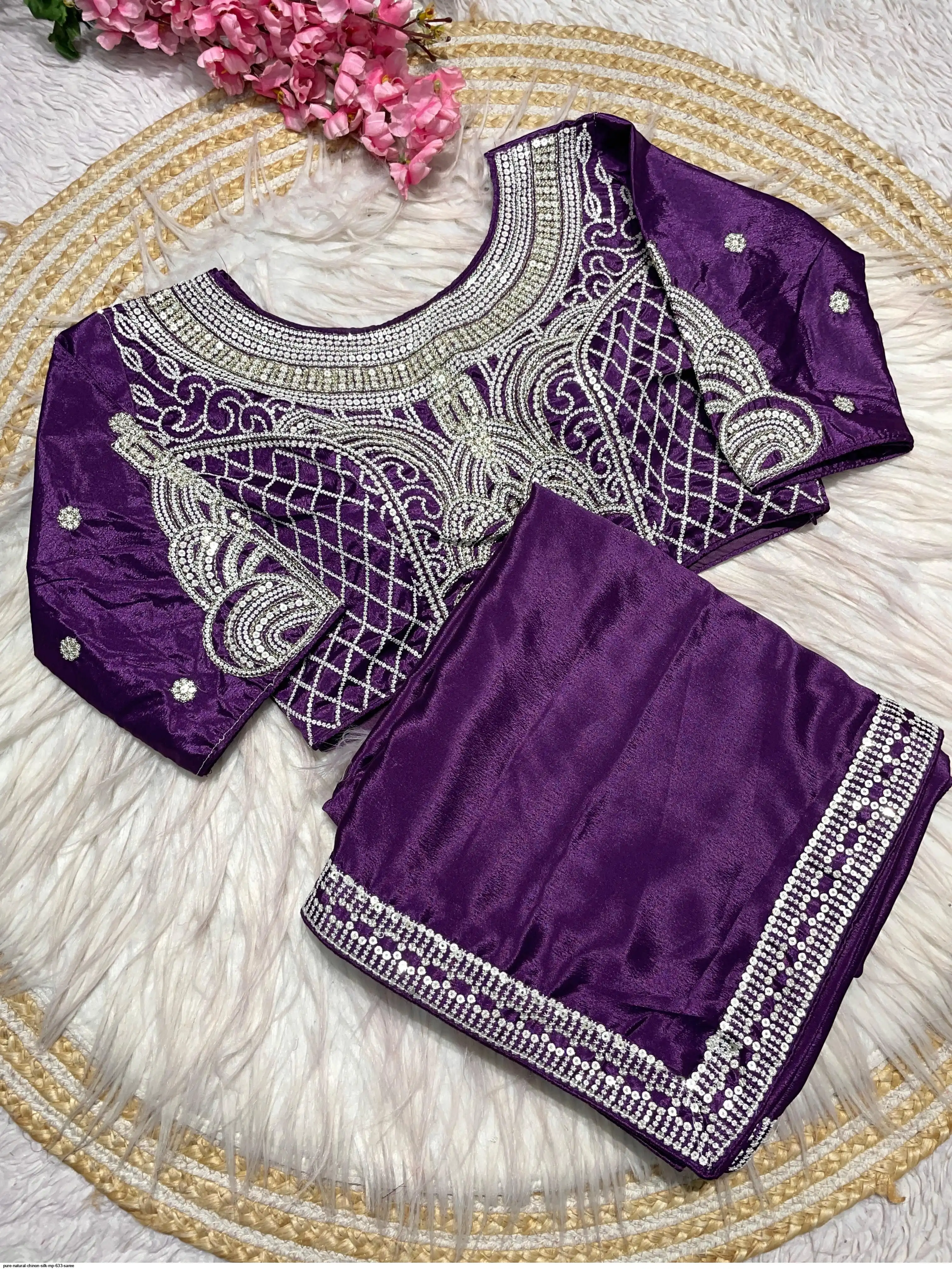 PURE NATURAL CHINON SILK MP 633 SAREE 1