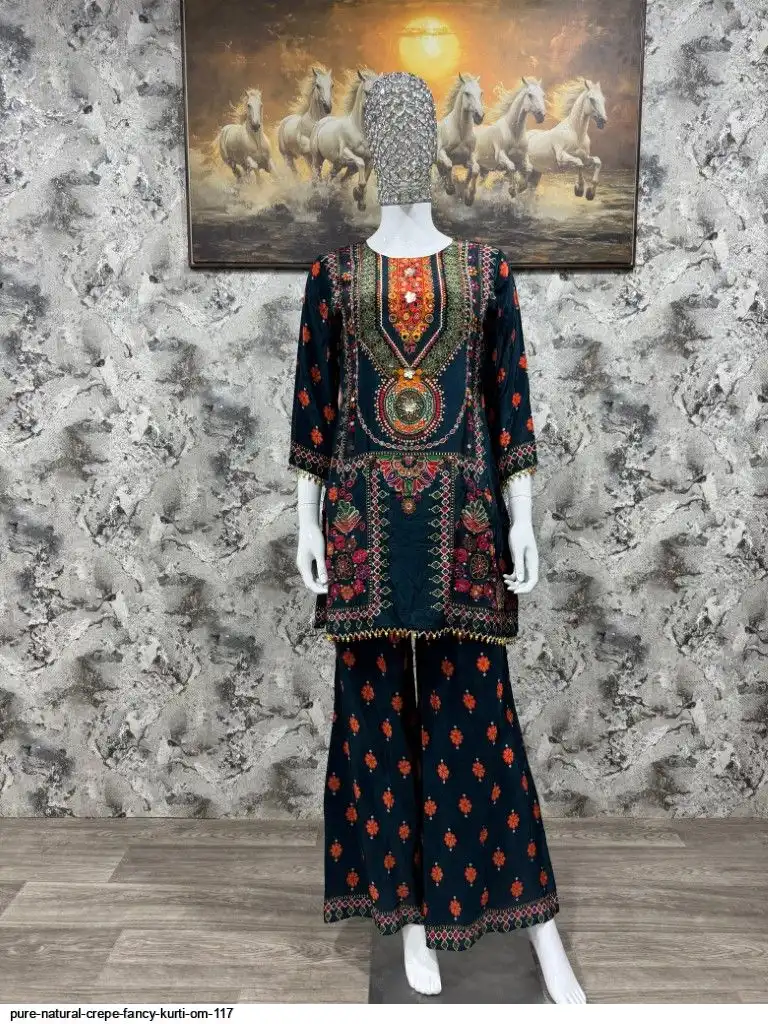 PURE NATURAL CREPE FANCY KURTI OM 117