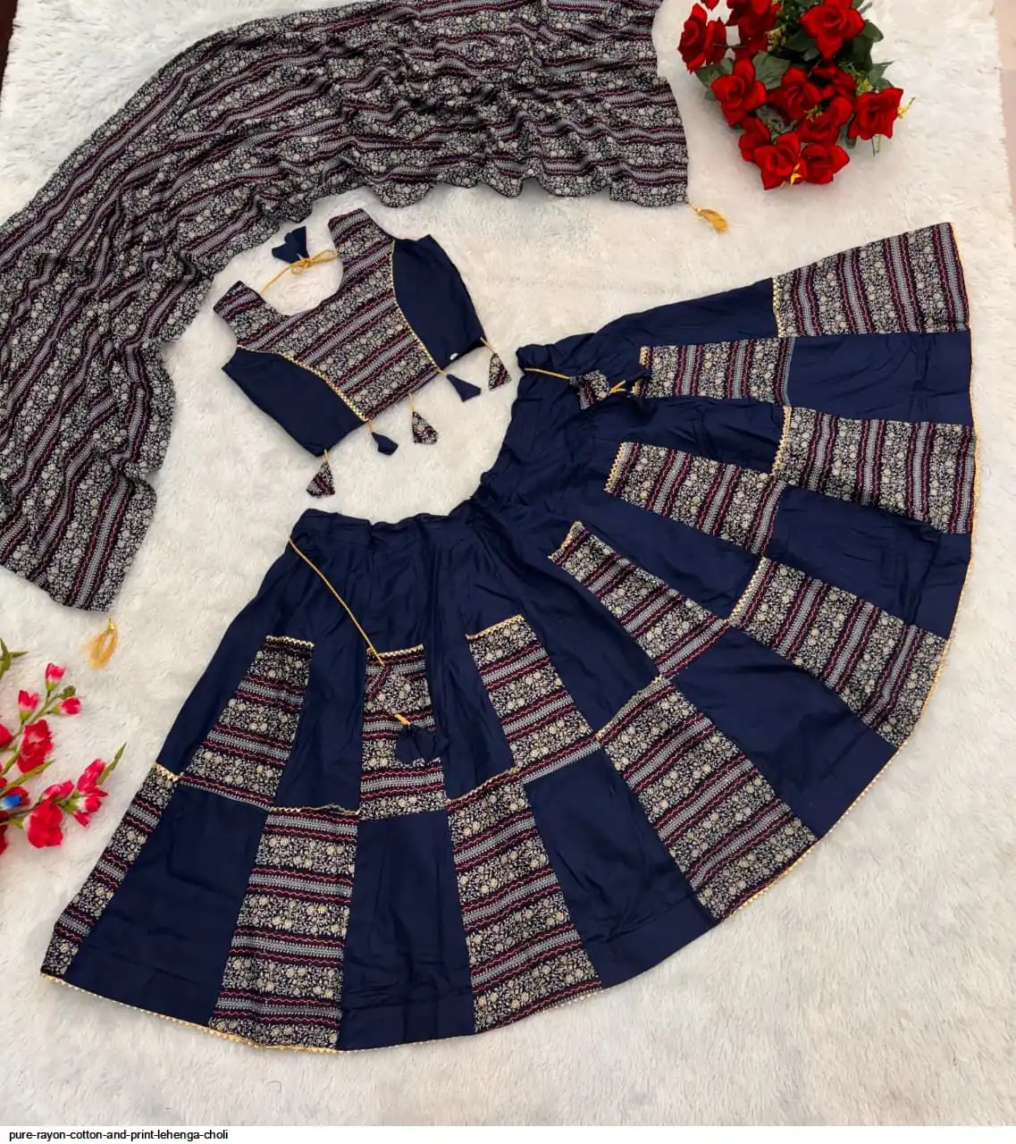PURE RAYON COTTON AND PRINT LEHENGA CHOLI 1