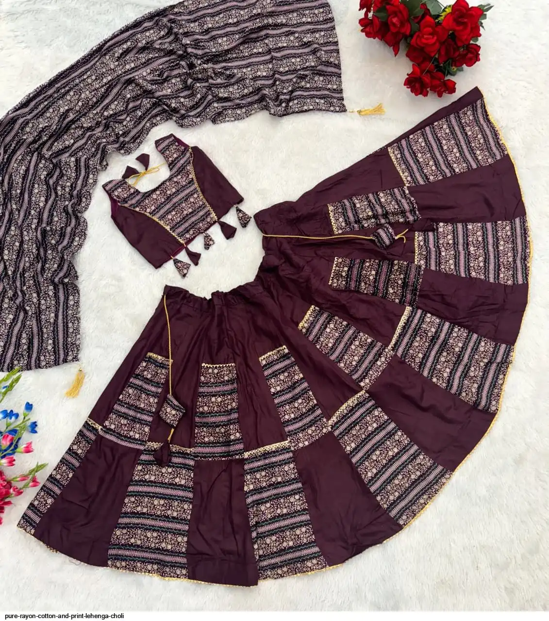 PURE RAYON COTTON AND PRINT LEHENGA CHOLI 4