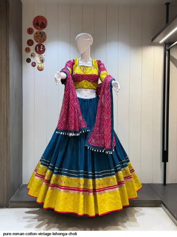 PURE ROMAN COTTON VINTAGE LEHENGA CHOLI D