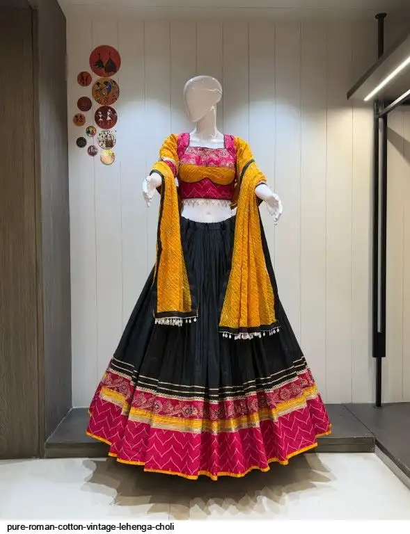 PURE ROMAN COTTON VINTAGE LEHENGA CHOLI C