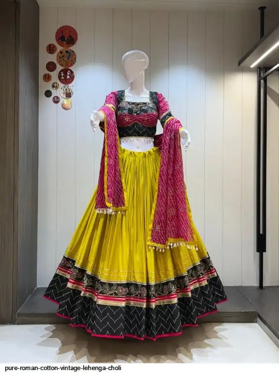 PURE ROMAN COTTON VINTAGE LEHENGA CHOLI E
