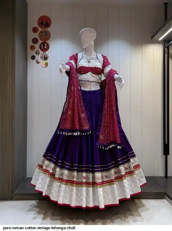 PURE ROMAN COTTON VINTAGE LEHENGA CHOLI A