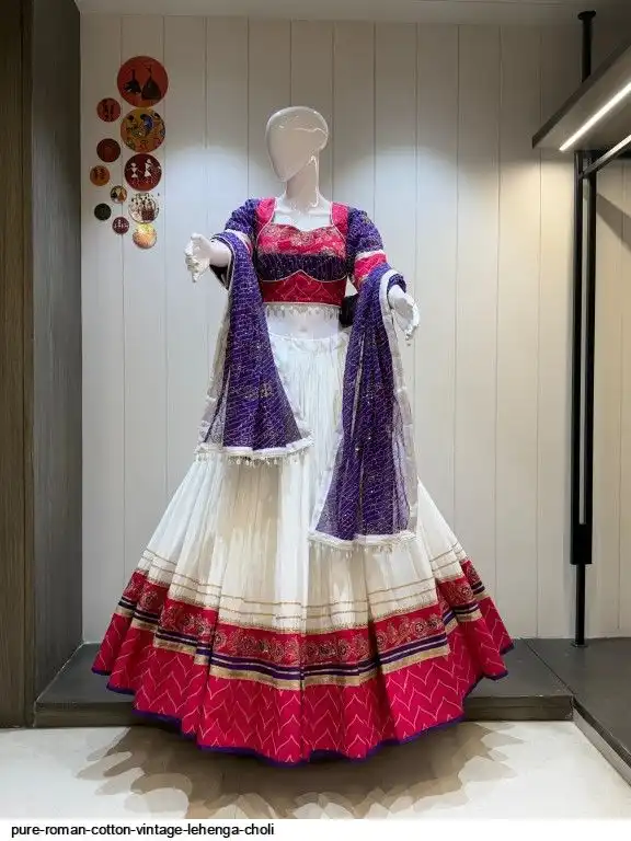 PURE ROMAN COTTON VINTAGE LEHENGA CHOLI B