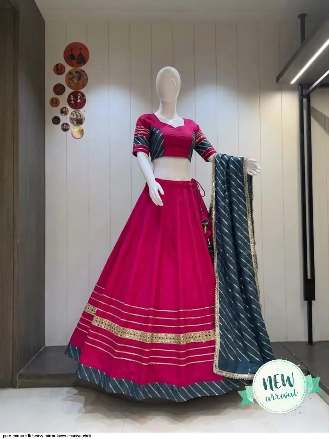 PURE ROMAN SILK HEAVY MIRROR LACES CHANIYA CHOLI 3