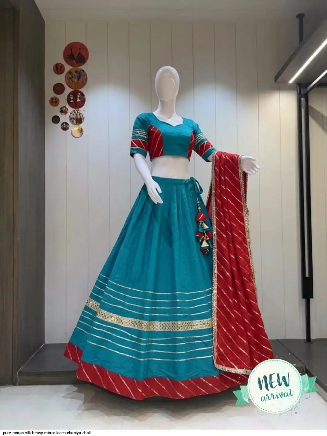 PURE ROMAN SILK HEAVY MIRROR LACES CHANIYA CHOLI 6