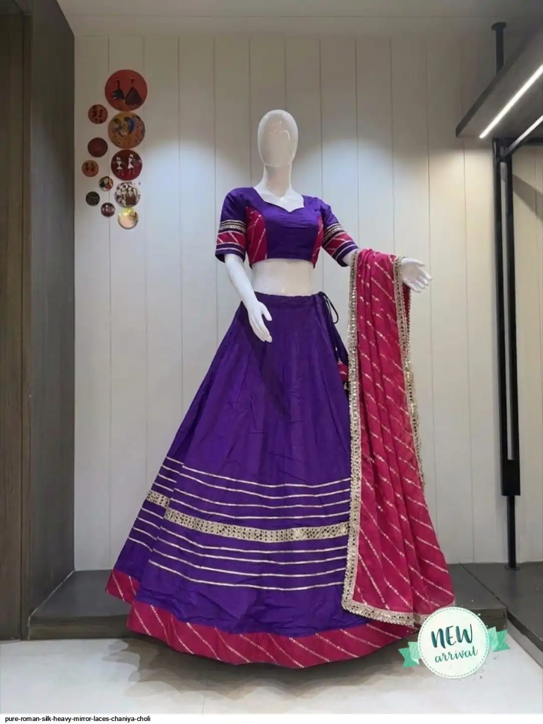 PURE ROMAN SILK HEAVY MIRROR LACES CHANIYA CHOLI 8