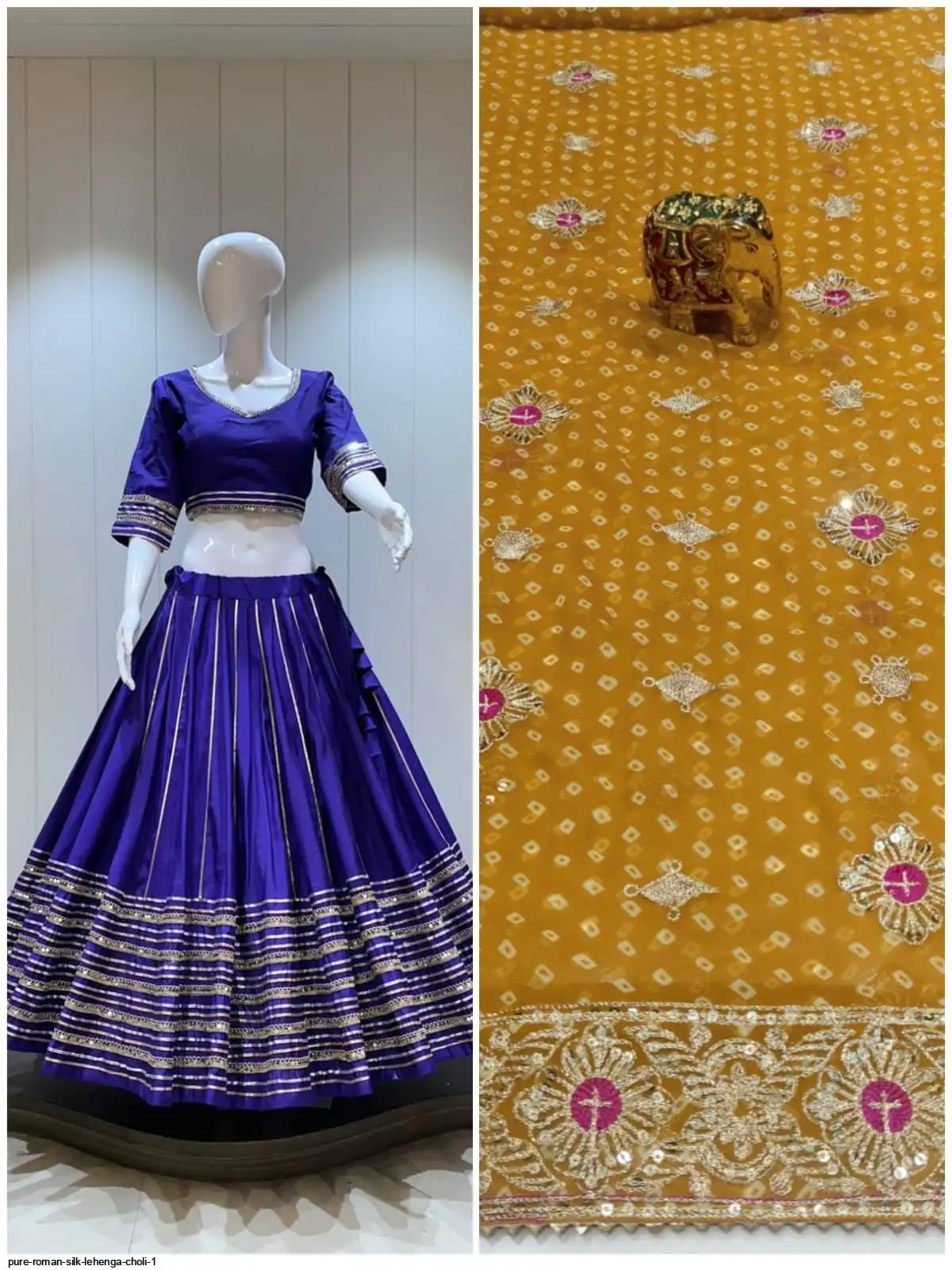 PURE ROMAN SILK LEHENGA CHOLI 1 D