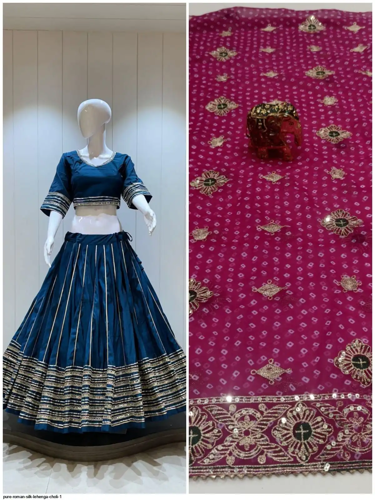PURE ROMAN SILK LEHENGA CHOLI 1 A