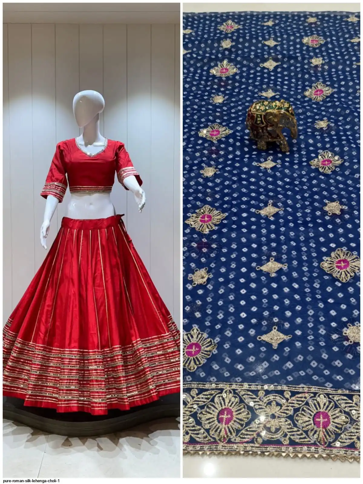 PURE ROMAN SILK LEHENGA CHOLI 1 F