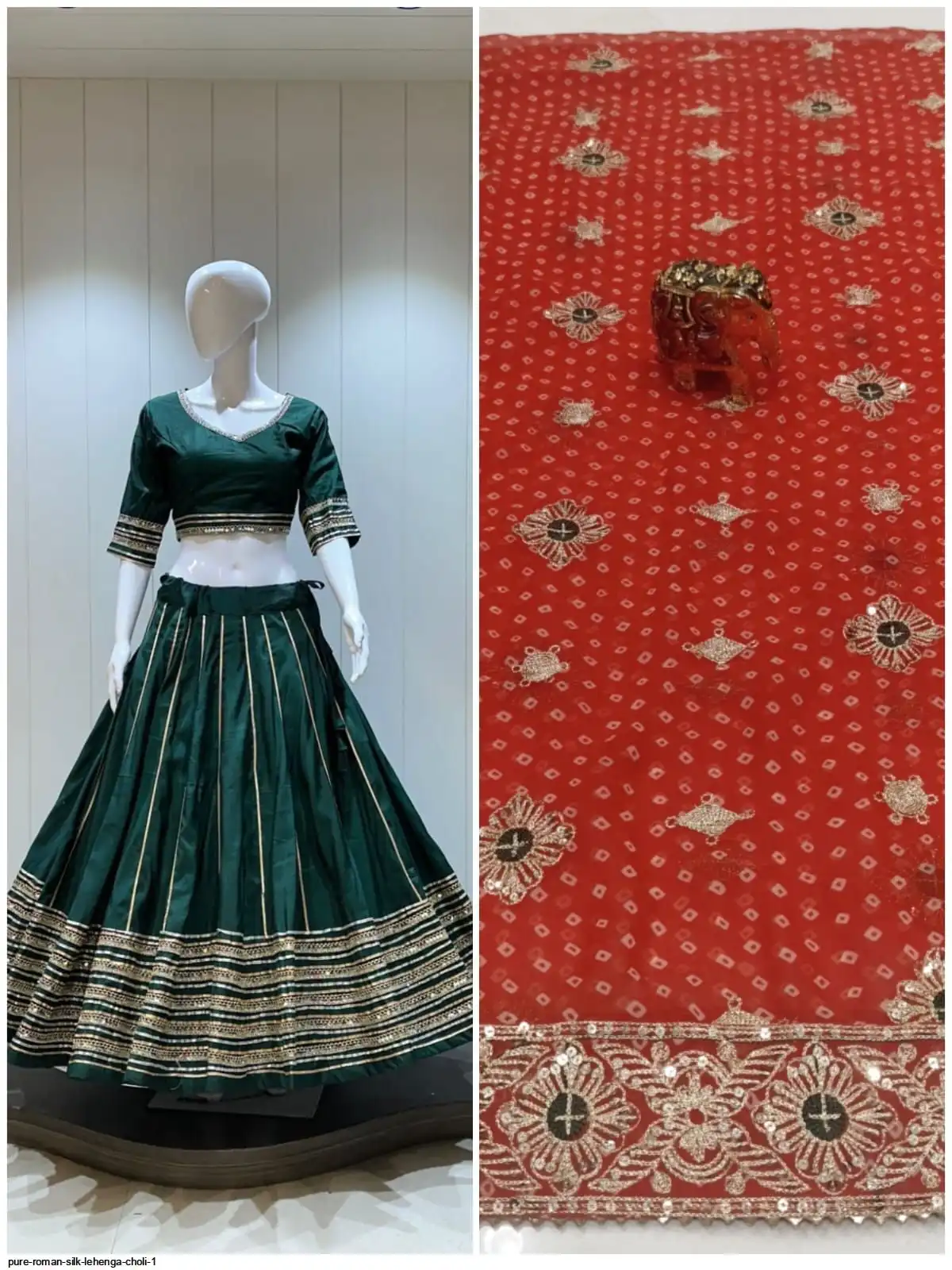 PURE ROMAN SILK LEHENGA CHOLI 1 E