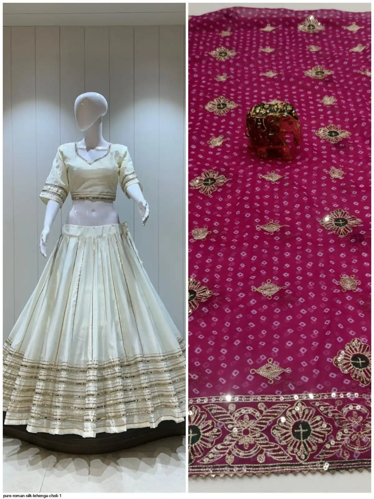 PURE ROMAN SILK LEHENGA CHOLI 1 H