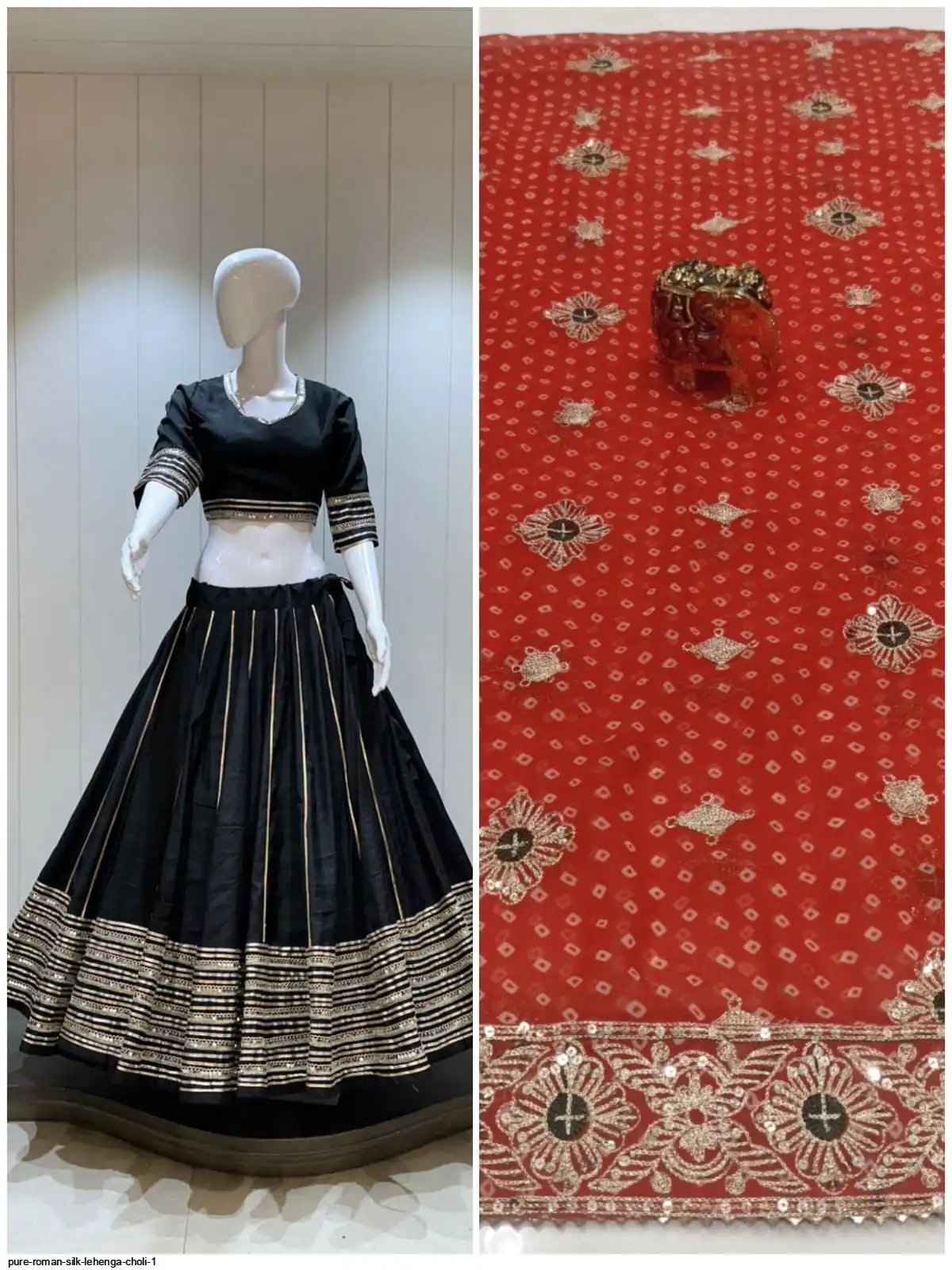 PURE ROMAN SILK LEHENGA CHOLI 1 G