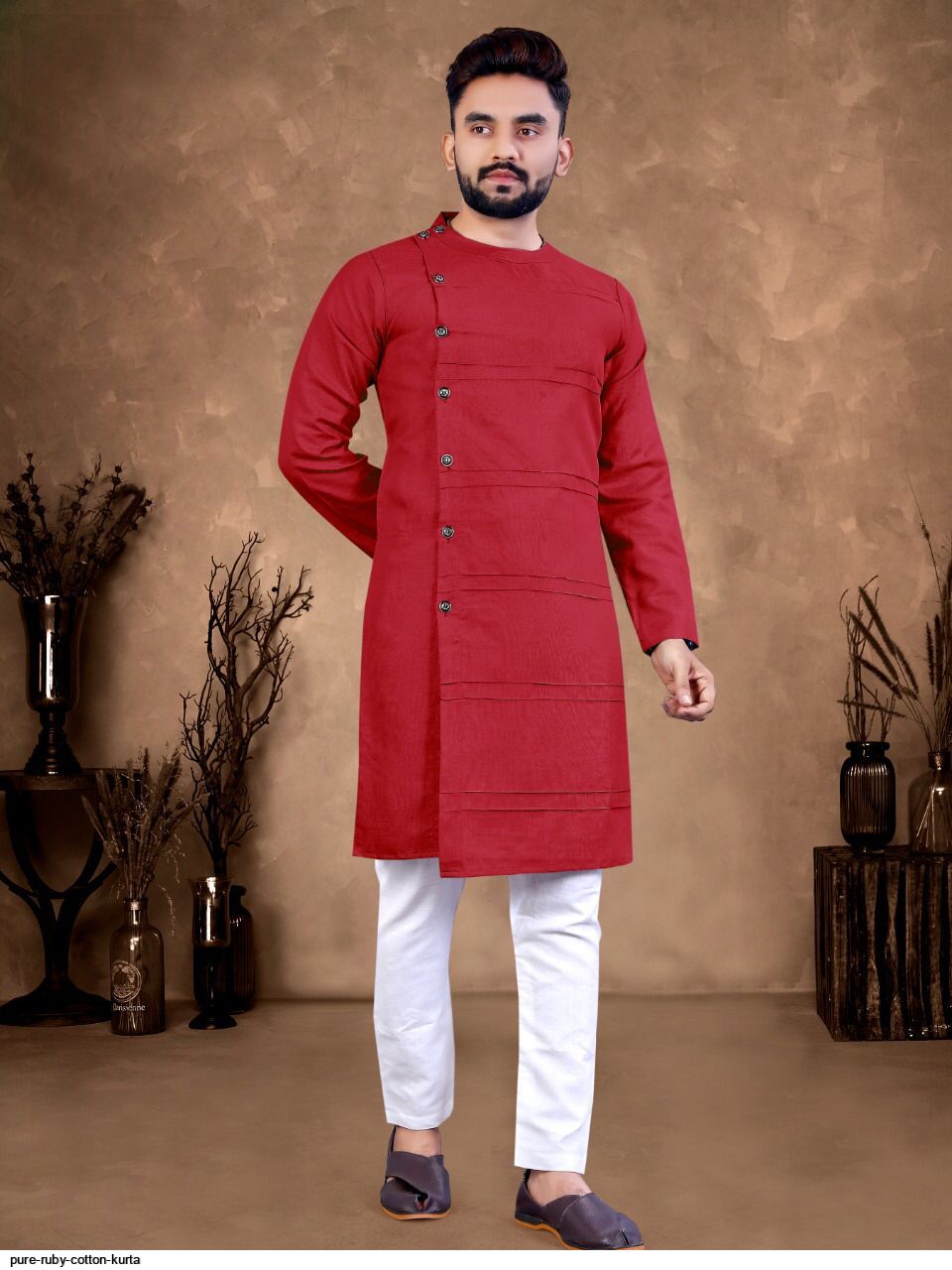 Pure Ruby Cotton Kurta