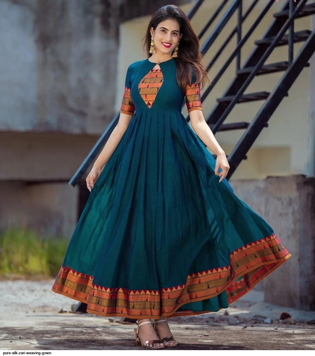 pure silk zari weaving Gown