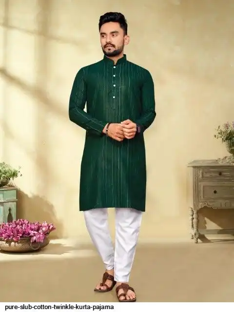 PURE SLUB COTTON TWINKLE KURTA PAJAMA M
