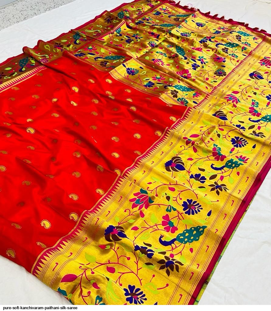 PURE SOFT KANCHIVARAM PAITHANI SILK SAREE H