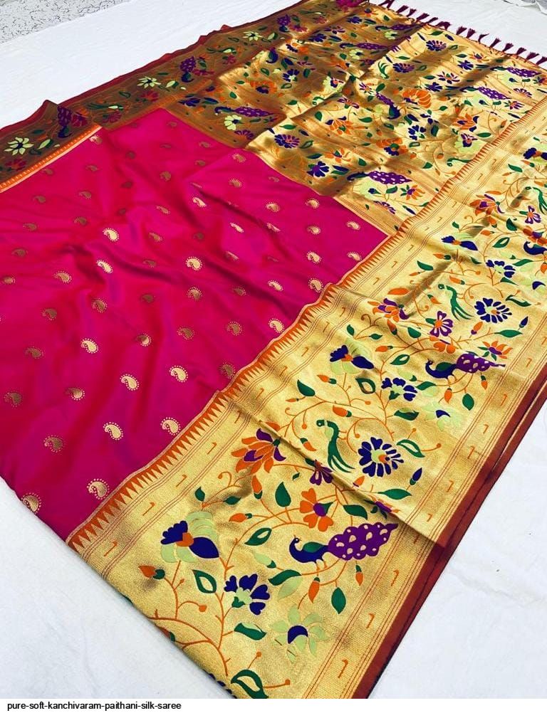 PURE SOFT KANCHIVARAM PAITHANI SILK SAREE I