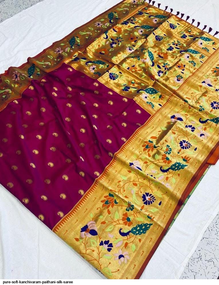 PURE SOFT KANCHIVARAM PAITHANI SILK SAREE D