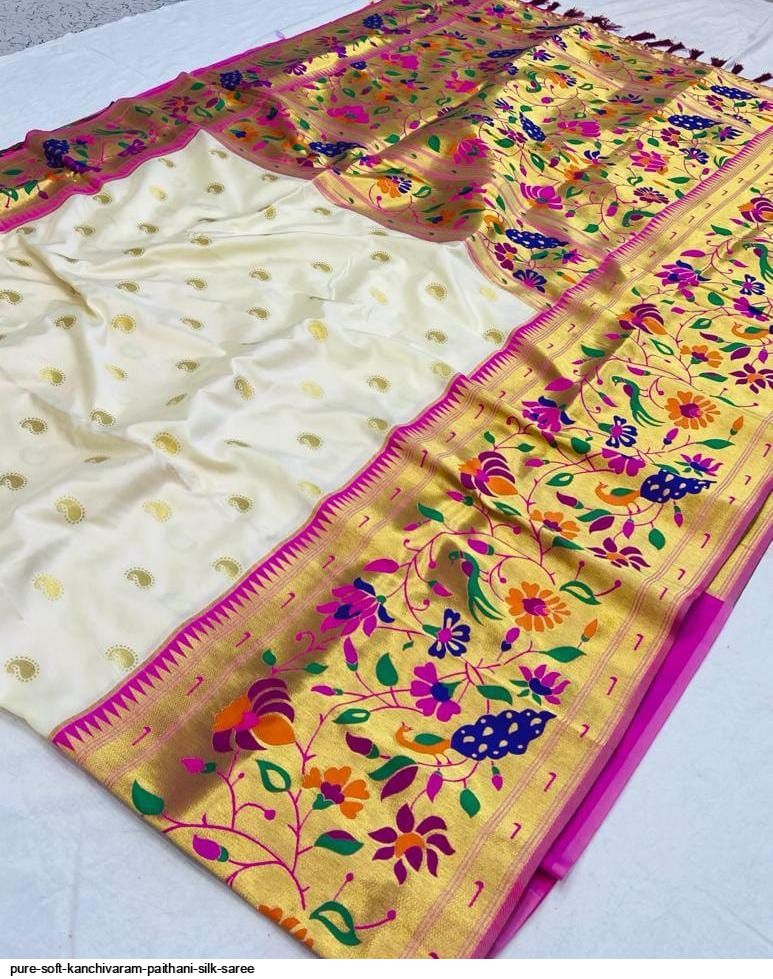 PURE SOFT KANCHIVARAM PAITHANI SILK SAREE A