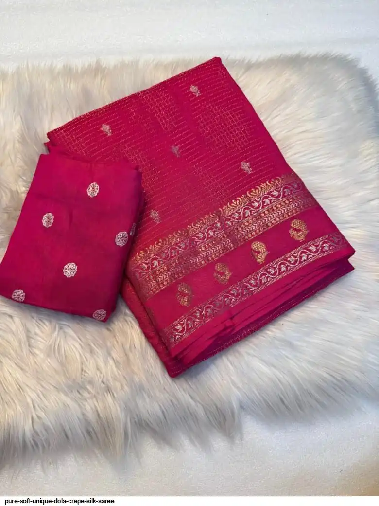 Soft Unique Pure soft UNIQUE dola Crepe silk SAREE