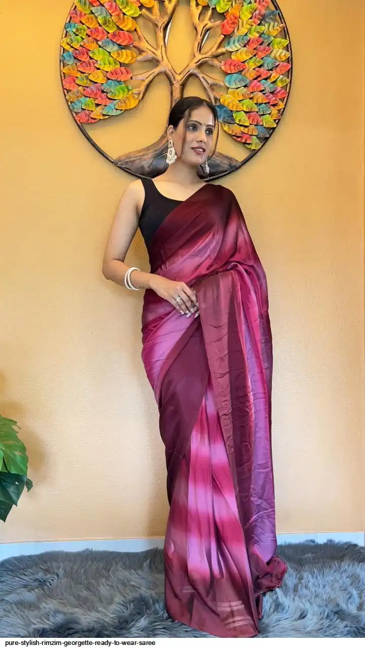 PURE STYLISH RIMZIM GEORGETTE READY TO WEAR SAREE 1