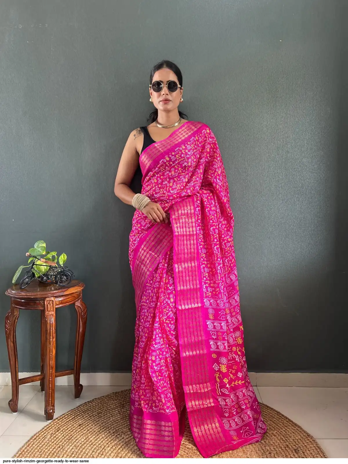 PURE STYLISH RIMZIM GEORGETTE READY TO WEAR SAREE 4